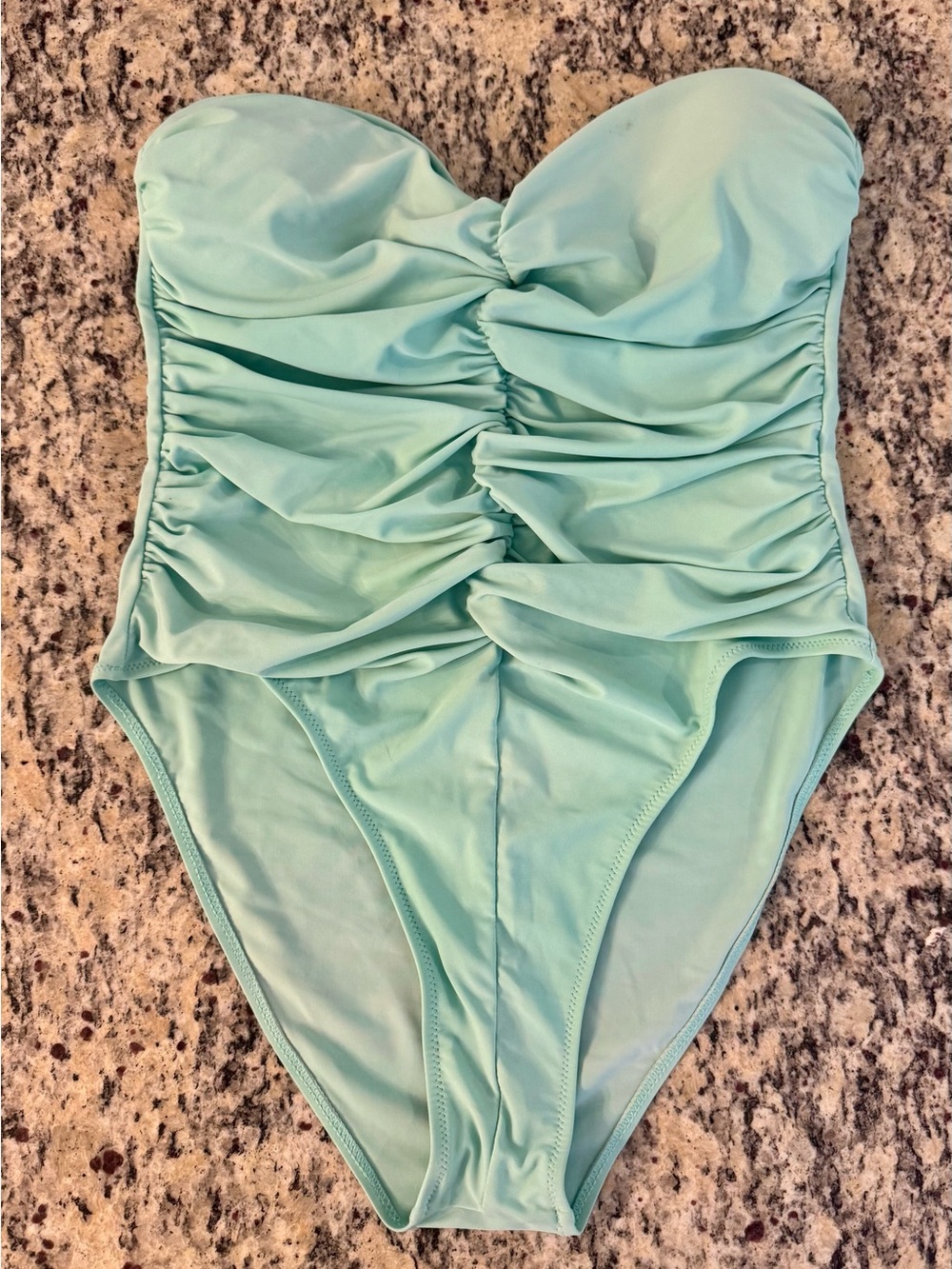 Strapless Ruched One-Piece Swimsuit in Mint